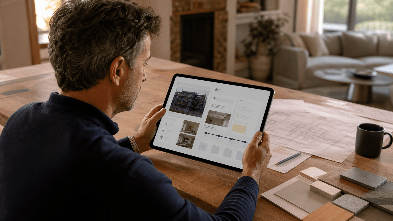 Cliente e tecnico che controllano documenti e avanzamento lavori