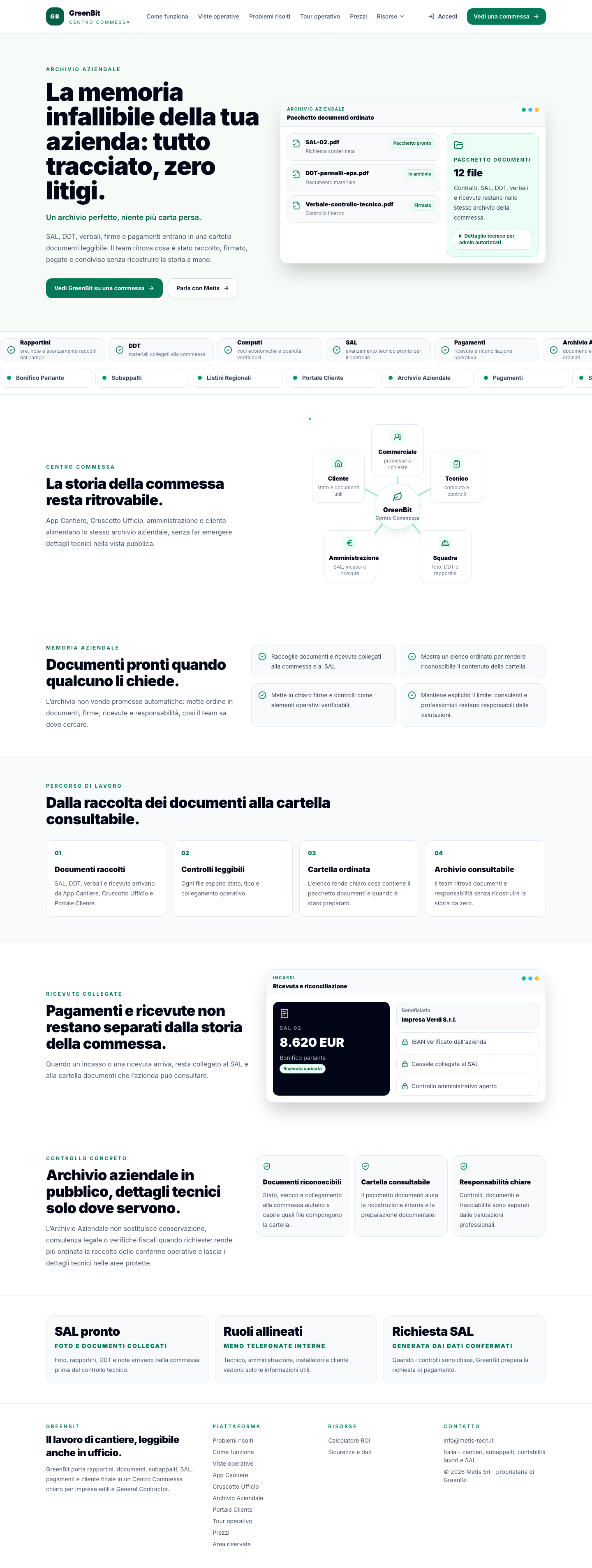 Archivio Aziendale GreenBit con documenti di commessa